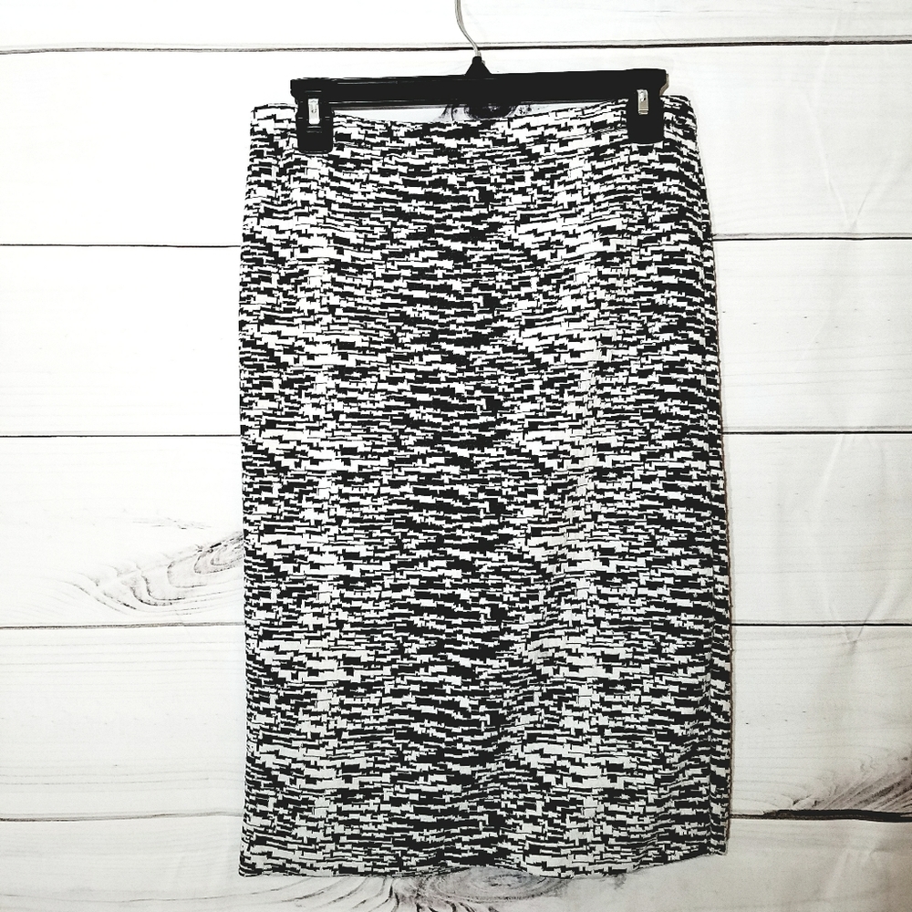 LAPIS black white abstract print pencil skirt Larg